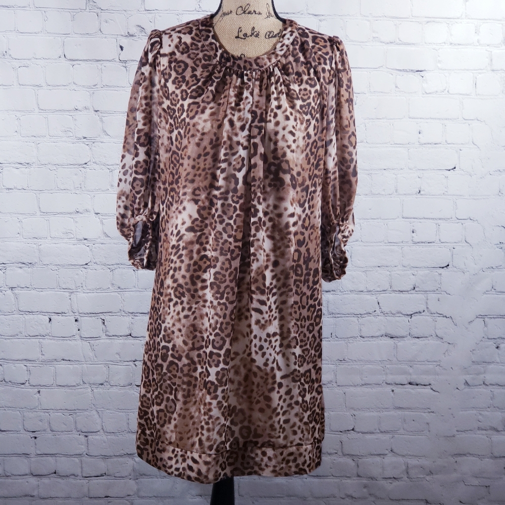 Eva Mendes leopard animal print sheath dress